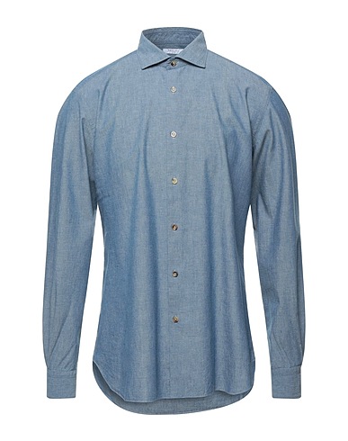 BOGLIOLI Solid colour shirt Slate blue 100% Cotton