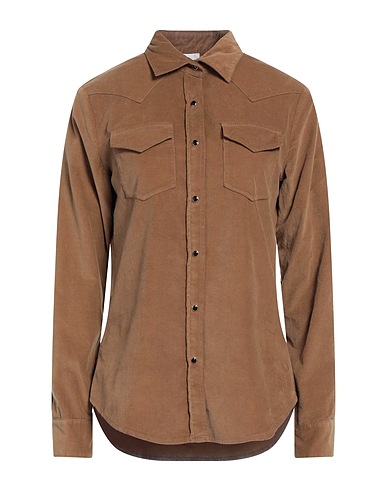 MERCI ITALIA Solid color shirts & blouses Camel 98% Cotton, 2% Elastane