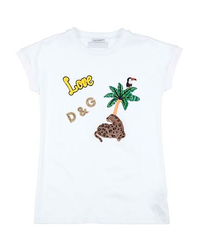 DOLCE&GABBANA 티셔츠 화이트 100% 코튼, 합성 섬유, 유리, 에코브라스