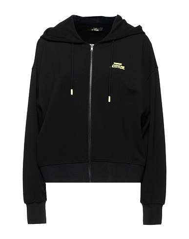 ACTITUDE by TWINSET Hooded track jacket  Black 68% Viscose, 28% Polyamide, 4% Elastane