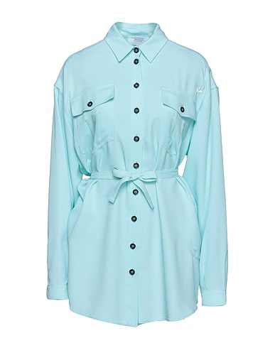 THE EDITOR Shirts Turquoise 78% Acetate, 22% Viscose, Silk