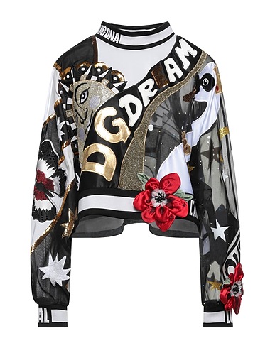 DOLCE&GABBANA Top Black 51% Silk, 43% Polyester, 4% Polyamide, 2% Cotton, Polyurethane