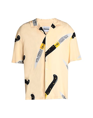 PAS DE MER Hemd mit Muster KNIVES SHIRT
 Beige 100% Viskose