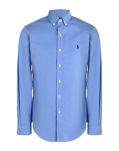 POLO RALPH LAUREN Einfarbiges Hemd Blau 91% Baumwolle, 9% Elastan