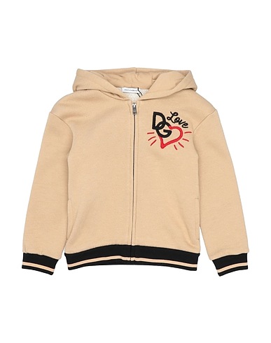 DOLCE&GABBANA Hooded track jacket  Beige 45% Cotton, 30% Viscose, 25% Polyester, Wool, Acrylic