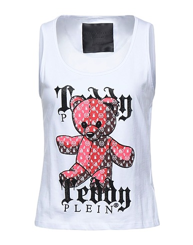 PHILIPP PLEIN Tank top White 100% Cotton, Glass
