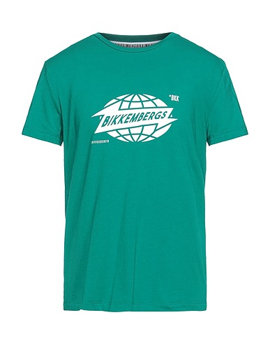 BIKKEMBERGS T-shirt Green 93% Cotton, 7% Elastane