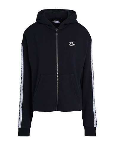 KARL LAGERFELD Hoodie LOGO TAPE ZIP UP HOODIE
 Schwarz 100% Organische Baumwolle