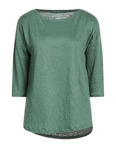 MAJESTIC FILATURES Basic t-Shirt Πράσινο 94% Λινό, 6% Ελαστάνη