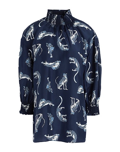 KARL LAGERFELD Silk top PRINTED SILK BLOUSE
 Midnight blue 100% Silk
