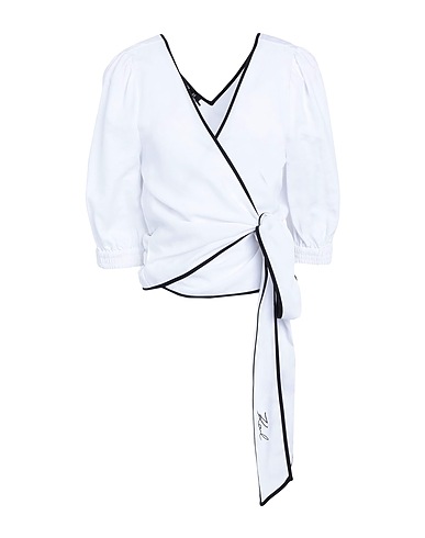 KARL LAGERFELD Top LINEN TOP W/ CONTRAST PIPING
 Weiß 70% Lyocell, 30% Leinen