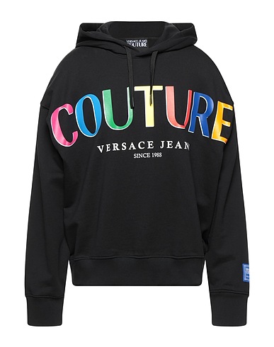 VERSACE JEANS COUTURE | Black Men‘s Hooded Sweatshirt | YOOX