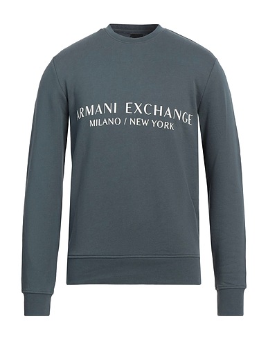 ARMANI EXCHANGE Sweatshirt Slate blue 100% Cotton, Elastane
