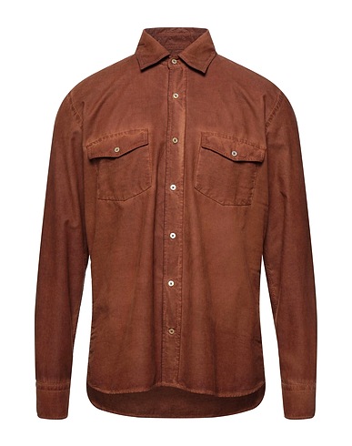 BROOKSFIELD Solid colour shirt Brown 100% Cotton