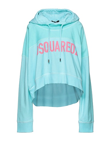 DSQUARED2 Hooded sweatshirt Turquoise 100% Cotton, Elastane