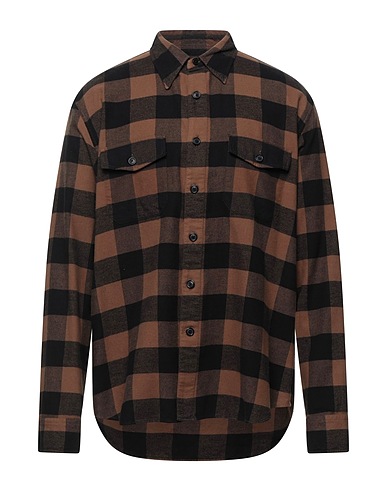 GRIFONI Checked shirt Camel 100% Cotton