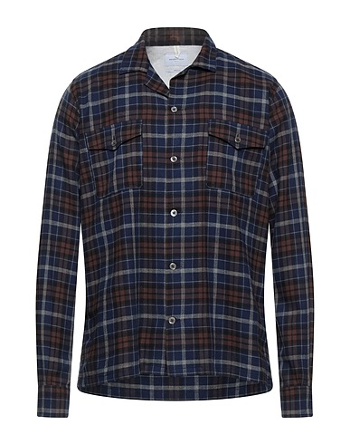BROOKSFIELD Checked shirt Midnight blue 100% Cotton