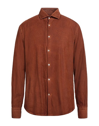 BROOKSFIELD Solid colour shirt Brown 100% Cotton