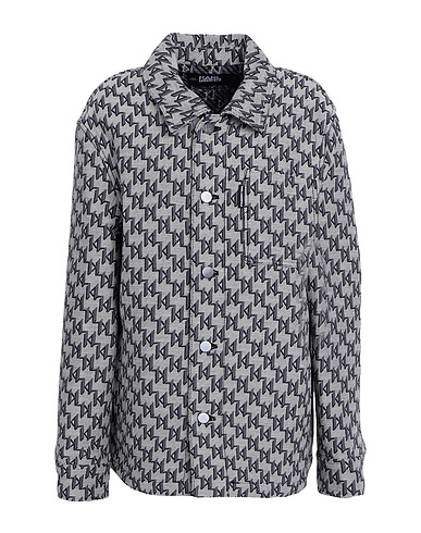 KARL LAGERFELD Jacket UNISEX MONOGRAM OVERSHIRT
 Grey 90% Cotton, 10% Polyester