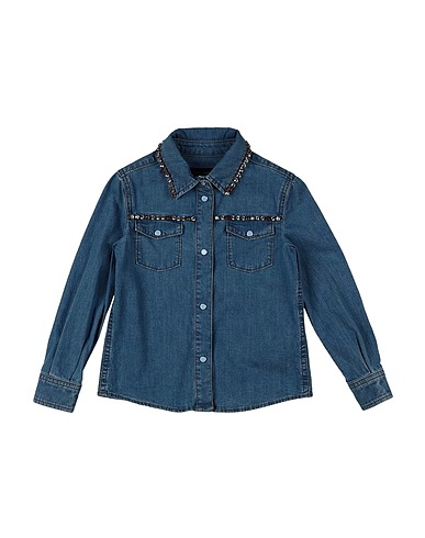DOLCE & GABBANA Denim shirt Blue 98% Cotton, 2% Elastane, Brass, Crystal