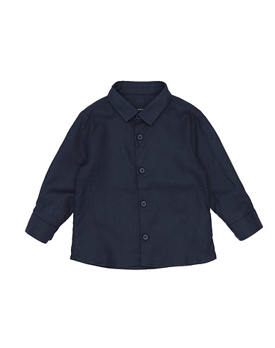 DANIELE ALESSANDRINI Solid colour shirt Midnight blue 55% Modal, 45% Cotton