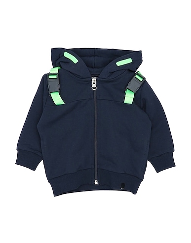 DANIELE ALESSANDRINI Hooded track jacket  Midnight blue 95% Cotton, 5% Elastane
