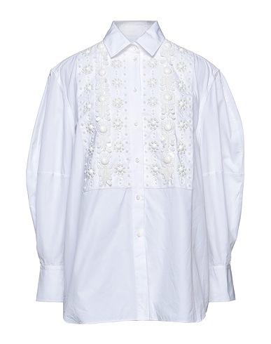 VALENTINO GARAVANI Solid color shirts & blouses White 100% Cotton, Polyester
