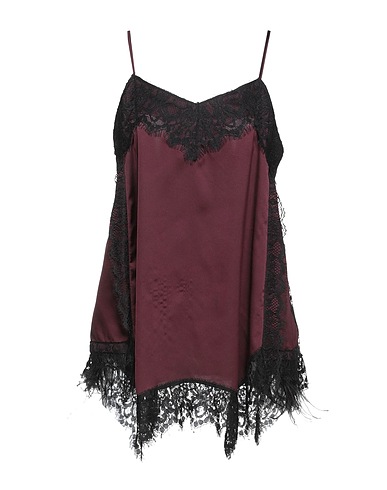 LIU •JO Elegante Top Bordeaux 100% Polyester, Straussenfedern, Polyamid