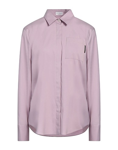 BRUNELLO CUCINELLI Shirts Lilac 72% Cotton, 23% Polyamide, 5% Elastane, Brass