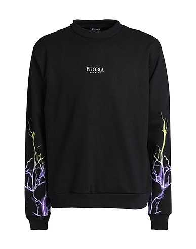 PHOBIA ARCHIVE Felpa CREWNECK WITH PURPLE AND YELLOW LIGHTNING
 Nero 100% Cotone