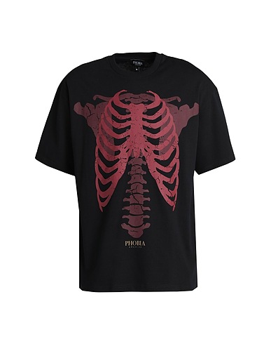 PHOBIA ARCHIVE Oversize-T-Shirt T-SHIRT WITH RED SKELETON
 Black 100% Cotton