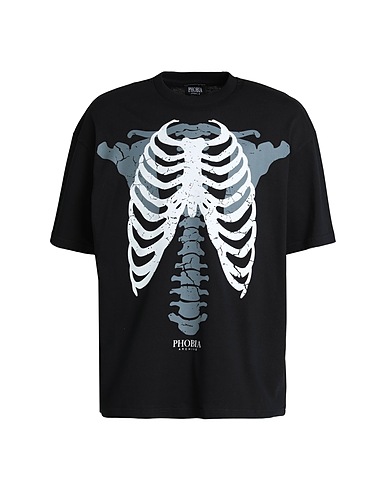 PHOBIA ARCHIVE Oversize-T-Shirt T-SHIRT WITH WHITE SKELETON
 Black 100% Cotton