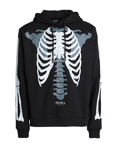 PHOBIA ARCHIVE Hoodie HOODIE WITH WHITE SKELETON
 Schwarz 100% Baumwolle