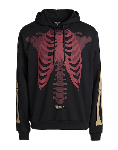 PHOBIA ARCHIVE Hooded sweatshirt HOODIE WITH RED SKELETON
 Black 100% Cotton