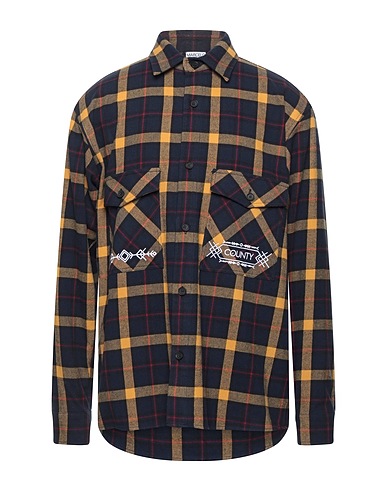 MARCELO BURLON Kariertes Hemd Nachtblau 100% Baumwolle, Polyester, Horn