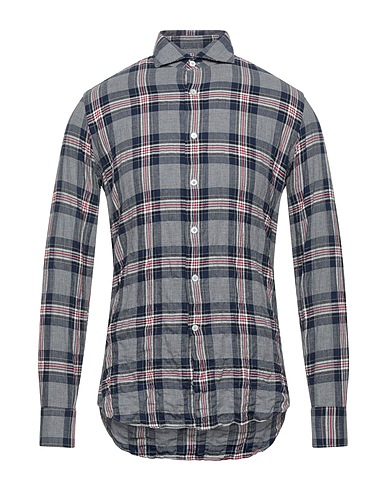 ALESSANDRO GHERARDI Checked shirt Grey 99% Cotton, 1% Elastane