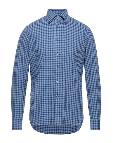 ALESSANDRO GHERARDI Checked shirt Azure 100% Cotton