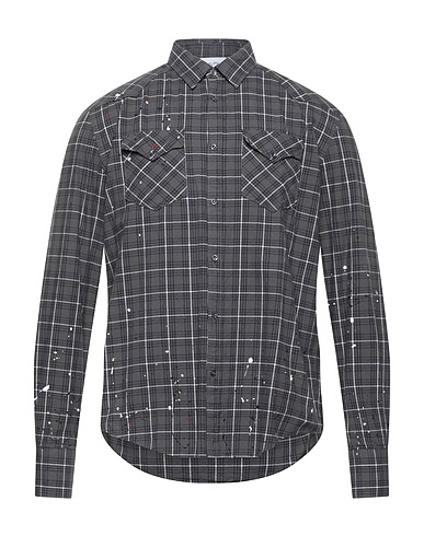 AGLINI Checked shirt Grey 100% Cotton