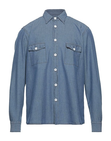 AGLINI Solid colour shirt Slate blue 100% Cotton