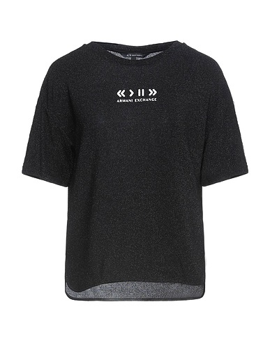 ARMANI EXCHANGE T-shirt Black 77% Polyamide, 18% Metallic fiber, 5% Elastane