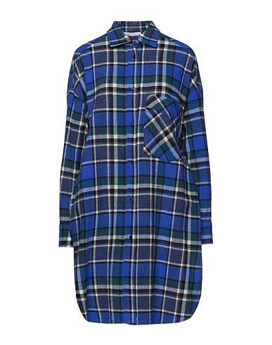 AGLINI Checked shirt Blue 75% Wool, 25% Polyamide