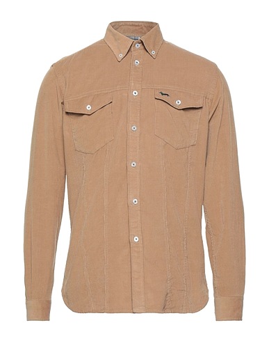 HARMONT & BLAINE Solid colour shirt Camel 100% Cotton