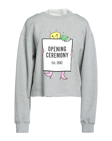 OPENING CEREMONY Hooded track jacket  Light grey 100% Cotton, Elastane