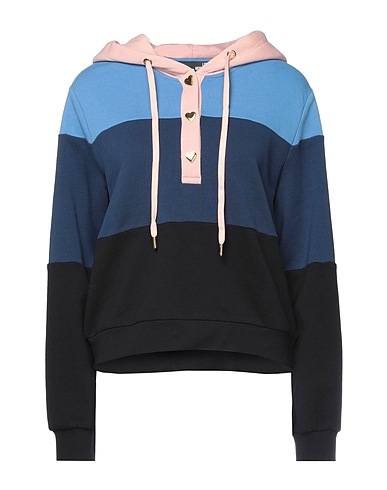 LOVE MOSCHINO Hooded track jacket  Midnight blue 100% Cotton, Elastane
