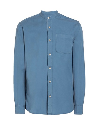 SELECTED HOMME Solid colour shirt Slate blue 60% Tencel™ Lyocell, 40% Organic cotton