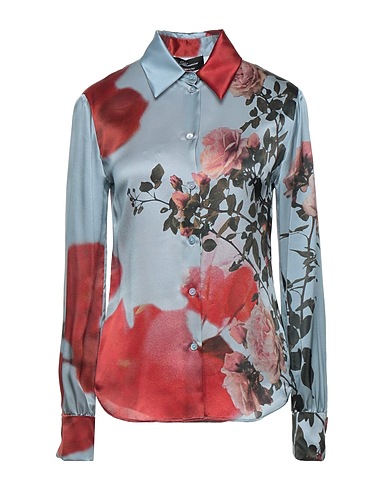 BLUMARINE Floral shirts & blouses Pastel blue 100% Silk