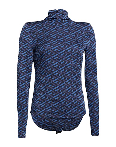 VERSACE トップス ブルー シルク 96% / ポリウレタン 4%