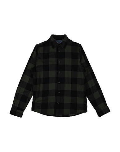 JACK & JONES Patterned shirt Military green 100% Cotton