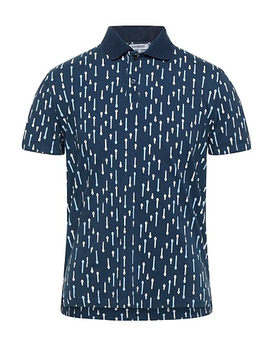 BIKKEMBERGS Polo shirt Midnight blue 95% Cotton, 5% Elastane