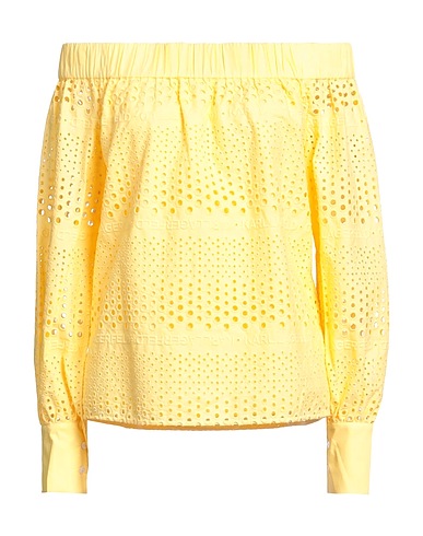KARL LAGERFELD Off-the-shoulder top BRODERIE ANGLAISE TOP Yellow 100% Cotton